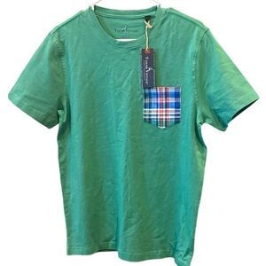 Tailor Vintage Green T-Shirt with Plaid Pocket Men’s Small